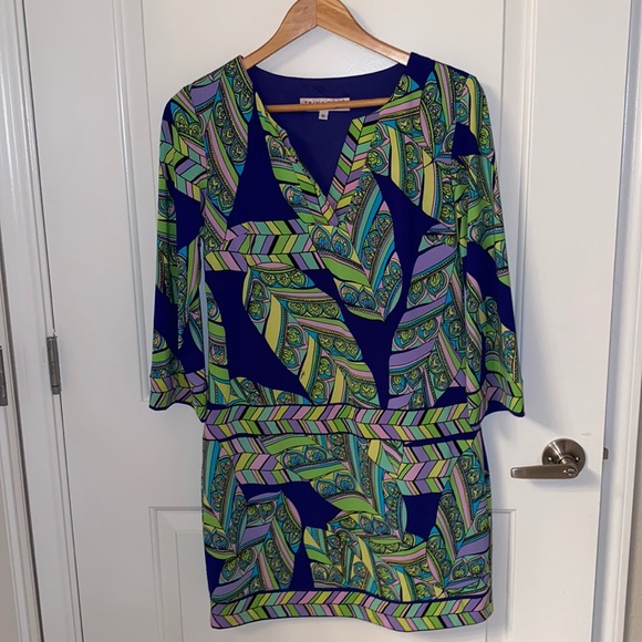 Trina Turk 3/4 Sleeve Tropical Dress - Picture 1 of 2